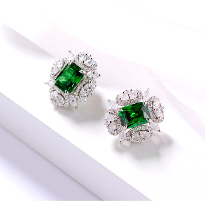 New elegant women’s earrings white gold plated earrings green zirconium earrings for parties and weddings | Save 33% - Rajasthan Living 6