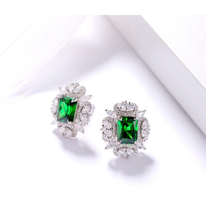 New elegant women’s earrings white gold plated earrings green zirconium earrings for parties and weddings | Save 33% - Rajasthan Living 7