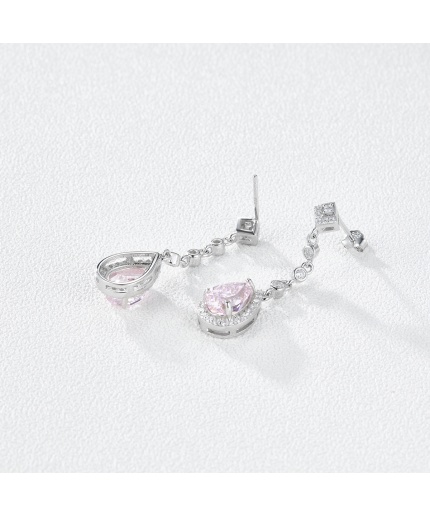 New Design Fashion Earrings Vintage Pink Earring Jewelry Women 925 Sterling Silver Zircon Fine Jewelry Earrings | Save 33% - Rajasthan Living