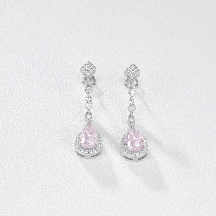 New Design Fashion Earrings Vintage Pink Earring Jewelry Women 925 Sterling Silver Zircon Fine Jewelry Earrings | Save 33% - Rajasthan Living 7
