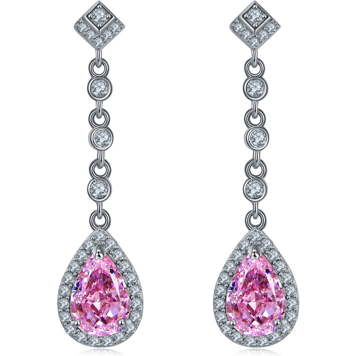 New Design Fashion Earrings Vintage Pink Earring Jewelry Women 925 Sterling Silver Zircon Fine Jewelry Earrings | Save 33% - Rajasthan Living 8