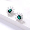 Elegant Jewelry Earrings Natural Emerald Halo Rhodium Plated Earrings Pave Natural White Diamonds | Save 33% - Rajasthan Living 9