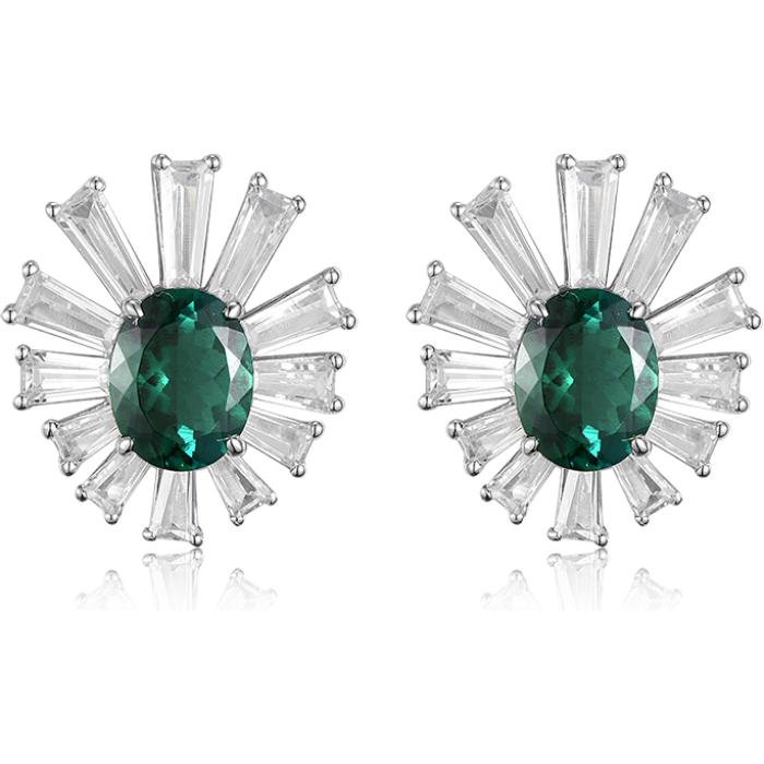 Elegant Jewelry Earrings Natural Emerald Halo Rhodium Plated Earrings Pave Natural White Diamonds | Save 33% - Rajasthan Living 7