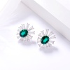 Elegant Jewelry Earrings Natural Emerald Halo Rhodium Plated Earrings Pave Natural White Diamonds | Save 33% - Rajasthan Living 11