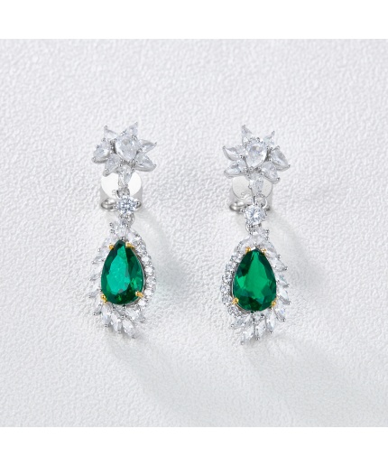 High Quality Jewelry Emerald Earrings Birthday Gifts Custom Fashion Silver Plated Stud Earrings | Save 33% - Rajasthan Living 3