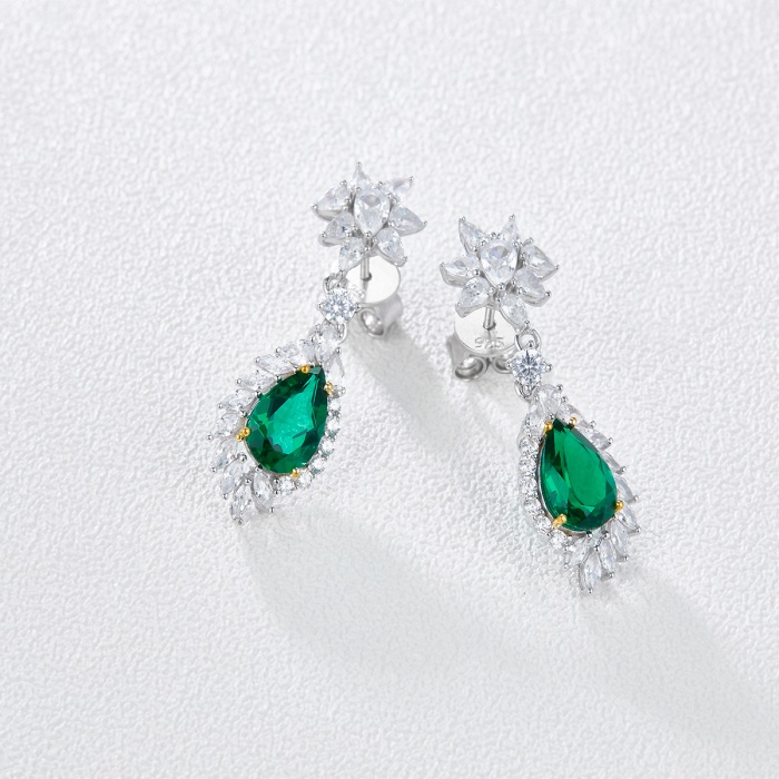 High Quality Jewelry Emerald Earrings Birthday Gifts Custom Fashion Silver Plated Stud Earrings | Save 33% - Rajasthan Living 7