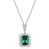 Elegant Classic Necklace Custom Rectangular Emerald 925 Silver Platinum Plated Necklace | Save 33% - Rajasthan Living 12