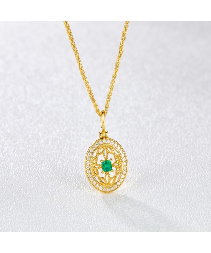 Fashion Jewelry Women’s 18K Gold Plated Lab Made Emerald Pendant Necklace | Save 33% - Rajasthan Living 3