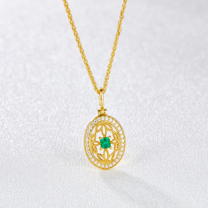 Fashion Jewelry Women’s 18K Gold Plated Lab Made Emerald Pendant Necklace | Save 33% - Rajasthan Living 6