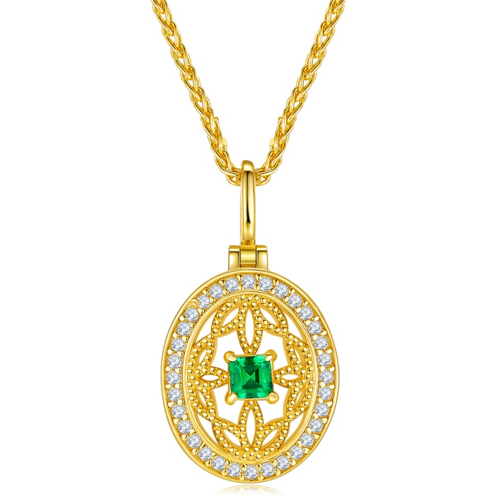 Fashion Jewelry Women’s 18K Gold Plated Lab Made Emerald Pendant Necklace | Save 33% - Rajasthan Living 8