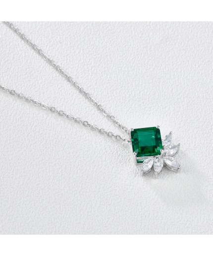 New Simple Emerald Pendant Necklace Emerald Pendant Square Silver Necklace Jewelry | Save 33% - Rajasthan Living 3