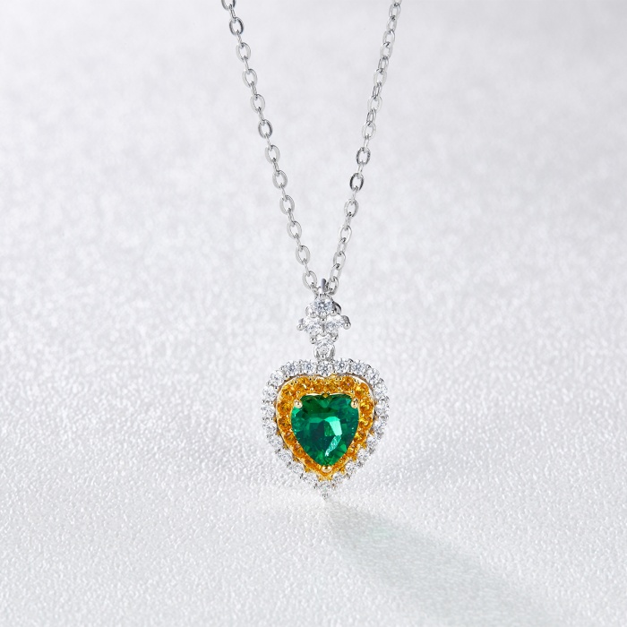 Fashion 925 Silver Emerald Necklace Diamond Cut Mint Green Heart Necklace Women’s Pendant | Save 33% - Rajasthan Living 8