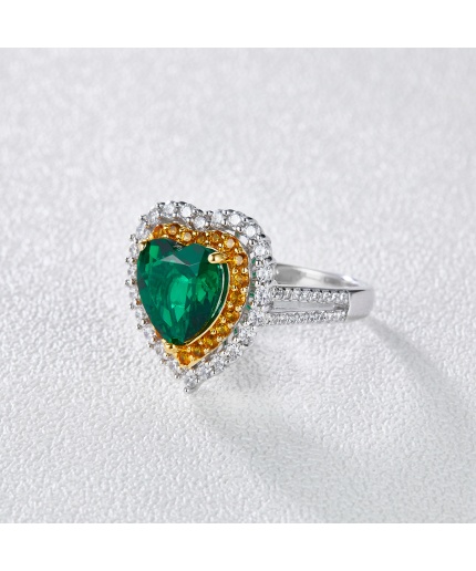 Factory Wholesale 18k Gold Jewelry Ring Heart Shape Bright Green Colombian Natural Emerald Love Ring | Save 33% - Rajasthan Living