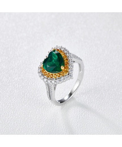 Factory Wholesale 18k Gold Jewelry Ring Heart Shape Bright Green Colombian Natural Emerald Love Ring | Save 33% - Rajasthan Living 3