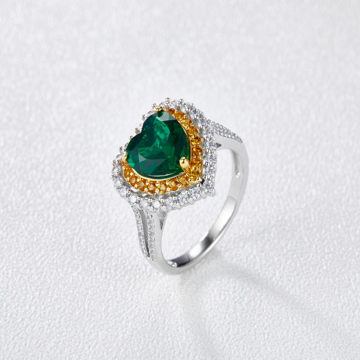 Factory Wholesale 18k Gold Jewelry Ring Heart Shape Bright Green Colombian Natural Emerald Love Ring | Save 33% - Rajasthan Living 6