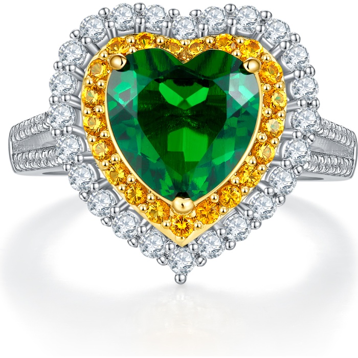 Factory Wholesale 18k Gold Jewelry Ring Heart Shape Bright Green Colombian Natural Emerald Love Ring | Save 33% - Rajasthan Living 7