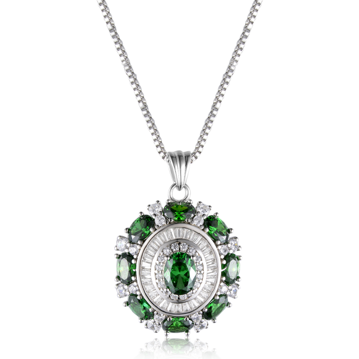New Jewelry Green Zirconium Necklace 925 Sterling Silver Necklace Chain Sterling Silver Jewelry | Save 33% - Rajasthan Living 10