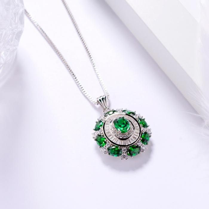 New Jewelry Green Zirconium Necklace 925 Sterling Silver Necklace Chain Sterling Silver Jewelry | Save 33% - Rajasthan Living 6