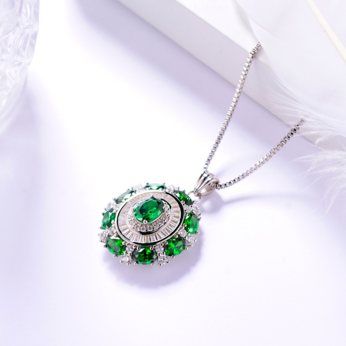 New Jewelry Green Zirconium Necklace 925 Sterling Silver Necklace Chain Sterling Silver Jewelry | Save 33% - Rajasthan Living 9