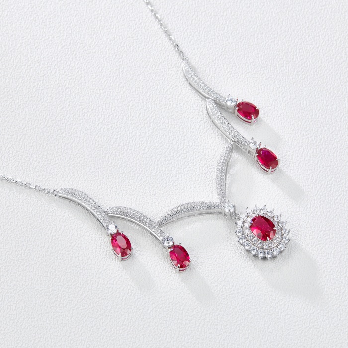 New Hot Selling Fashion Ruby Necklace Platinum Necklace Ladies Jewelry | Save 33% - Rajasthan Living 8