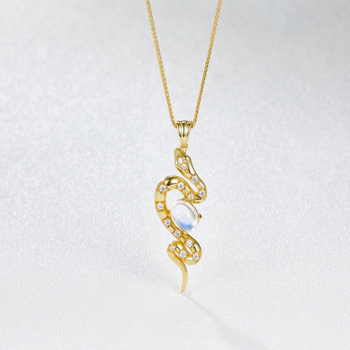 New Fashion Custom 18k Gold Jewelry 925 Sterling Silver Zircon Necklace Chain Snake Pendant Necklace Women | Save 33% - Rajasthan Living 6