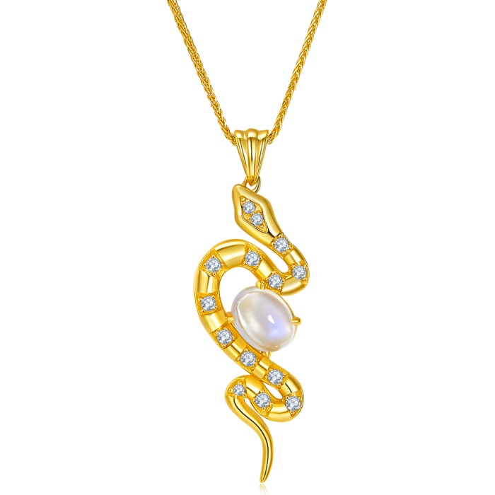 New Fashion Custom 18k Gold Jewelry 925 Sterling Silver Zircon Necklace Chain Snake Pendant Necklace Women | Save 33% - Rajasthan Living 8