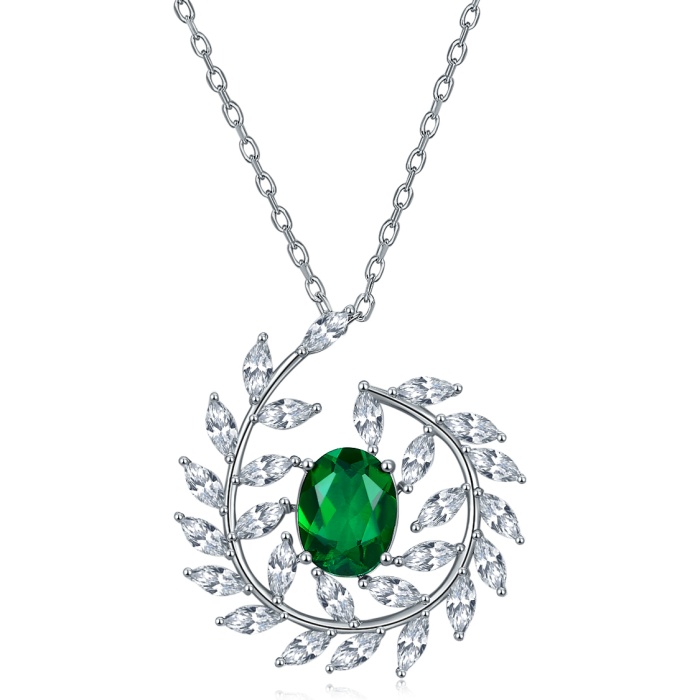 Simple Fashion Woman 925 Sterling Silver Green Zirconium White Gold Plated Fashion Jewelry Necklaces | Save 33% - Rajasthan Living 8
