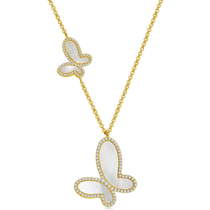 MINYA Sterling Silver 5A Zircon 18k Gold Plated Iced Butterfly Chains Initial Charm Pendant Necklace Choker For Girls Jewelry | Save 33% - Rajasthan Living 6