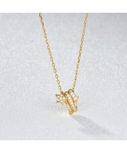 Simple Geometric Star 18k Gold Custom Pendant Necklace For Women Temperament Chain Designer Necklace Jewelry | Save 33% - Rajasthan Living 3