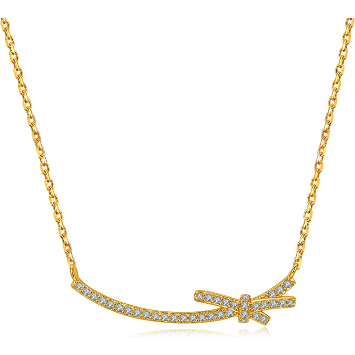 Exquisite Bowknot Charm 18k Gold Diamond Necklace 18kgp Gold Necklace Price Chain Link Bowknot Necklace | Save 33% - Rajasthan Living 9