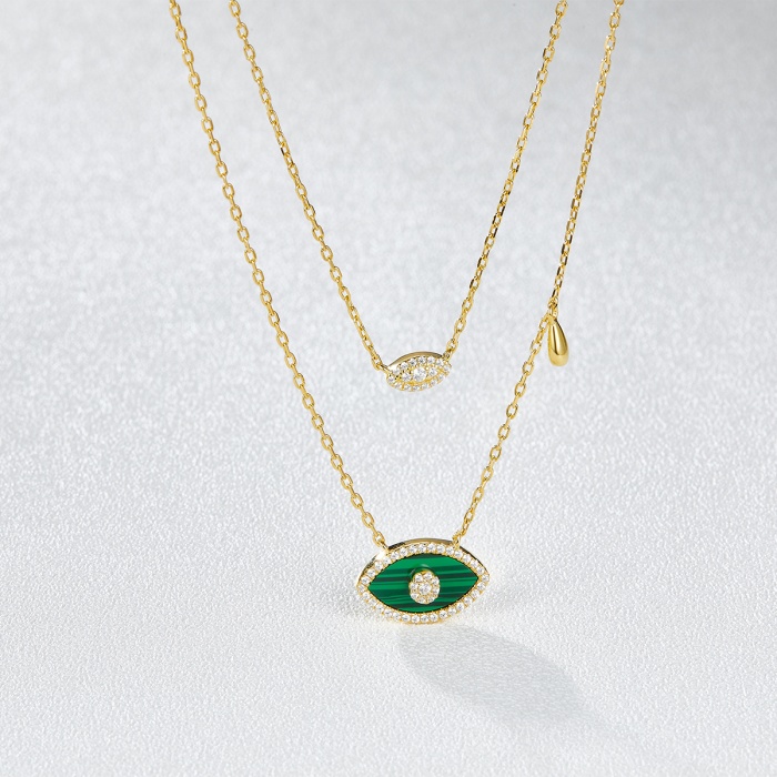 Ins Colorful Zircon Necklace Horse Eye Zircon Chain Gold Plated Chain 18k Gold Birthday Malachite Stone Pendant Necklace | Save 33% - Rajasthan Living 6