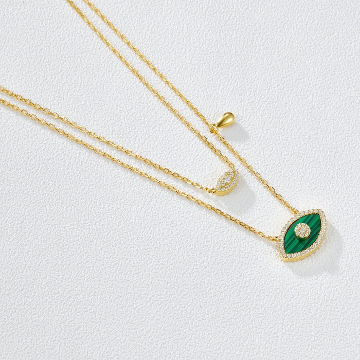 Ins Colorful Zircon Necklace Horse Eye Zircon Chain Gold Plated Chain 18k Gold Birthday Malachite Stone Pendant Necklace | Save 33% - Rajasthan Living 7