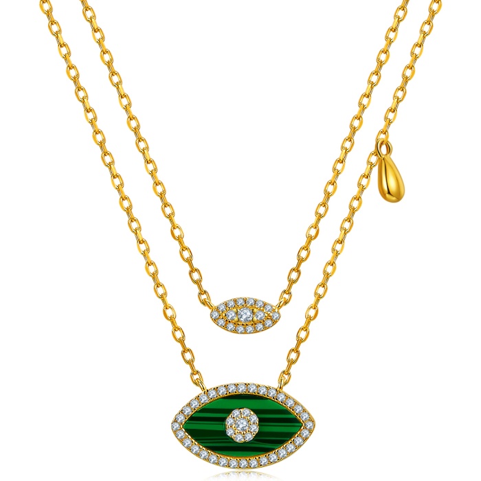 Ins Colorful Zircon Necklace Horse Eye Zircon Chain Gold Plated Chain 18k Gold Birthday Malachite Stone Pendant Necklace | Save 33% - Rajasthan Living 8