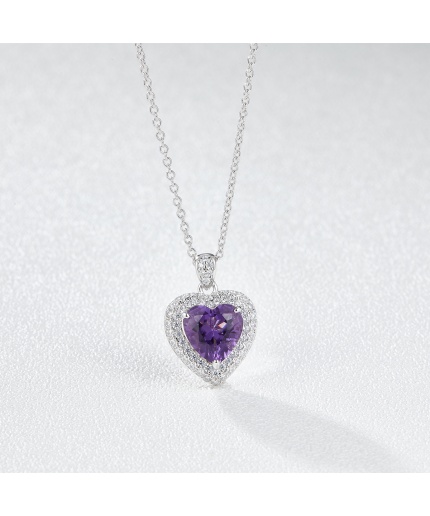 New Fashion Jewelry 925 Sterling Silver Necklace purple Cubic Zirconia Pendant Necklace For Women | Save 33% - Rajasthan Living 3