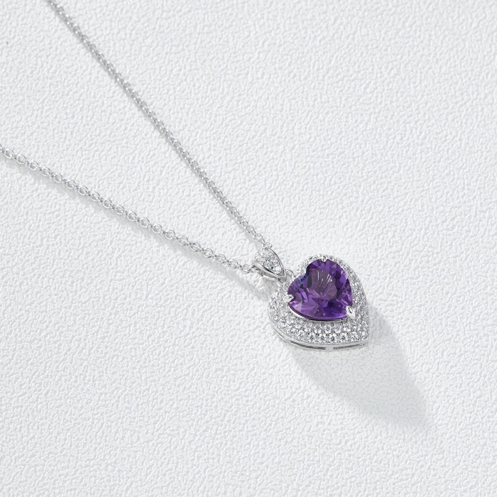 New Fashion Jewelry 925 Sterling Silver Necklace purple Cubic Zirconia Pendant Necklace For Women | Save 33% - Rajasthan Living 8