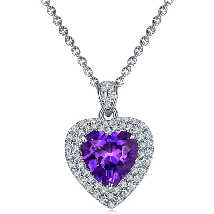 New Fashion Jewelry 925 Sterling Silver Necklace purple Cubic Zirconia Pendant Necklace For Women | Save 33% - Rajasthan Living 9
