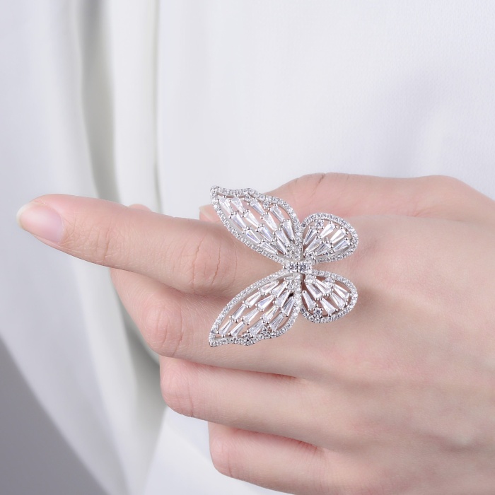 Fashion New Luxury Ladies Finger Jewelry Personality Zircon Hollow Butterfly Ring | Save 33% - Rajasthan Living 8