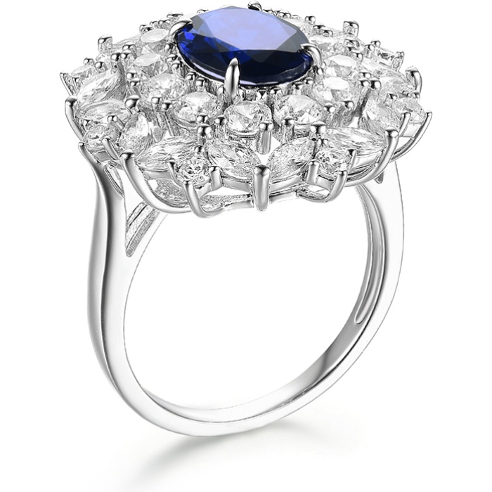 2022 Jewelry Sunflower Shape Ring Blue Sapphire White Gold Plated Rings Women’s Engagement Set | Save 33% - Rajasthan Living 5