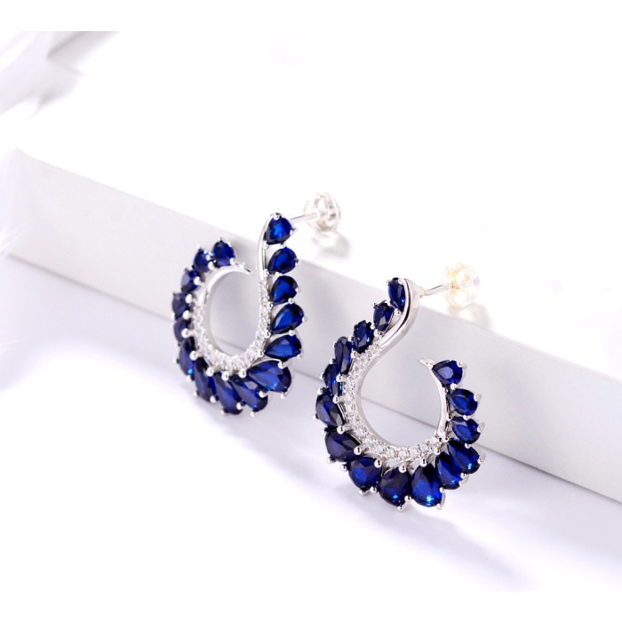 New Fashion 925 Sterling Silver Synthetic Sapphire Earrings for Women | Save 33% - Rajasthan Living 5