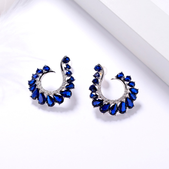 New Fashion 925 Sterling Silver Synthetic Sapphire Earrings for Women | Save 33% - Rajasthan Living 7