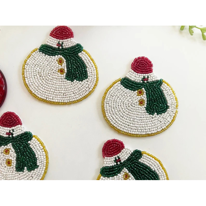 Set of 6 Santa Christmas coasters, drink beaded coasters, gift for her, housewarming gift | Save 33% - Rajasthan Living 5