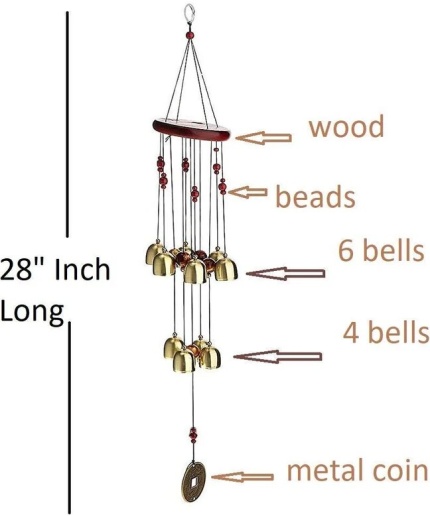 Metal Wind Chime 10 Bells with Metal Coin Wind Chimes for Home | Jingle Good Sound wall hanging Christmas ornaments | Save 33% - Rajasthan Living 3