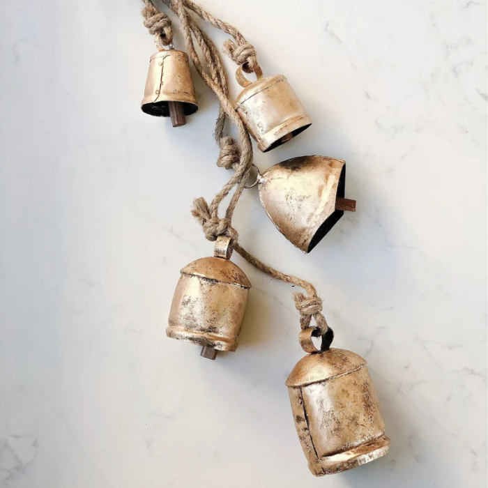 Rustic Gold Bells | Wreath Hanger | Christmas Holiday Decor | Noah Bells | Indian Bells | Best Gift Idea for Loved-once | Outdoor Hanging | Save 33% - Rajasthan Living 7