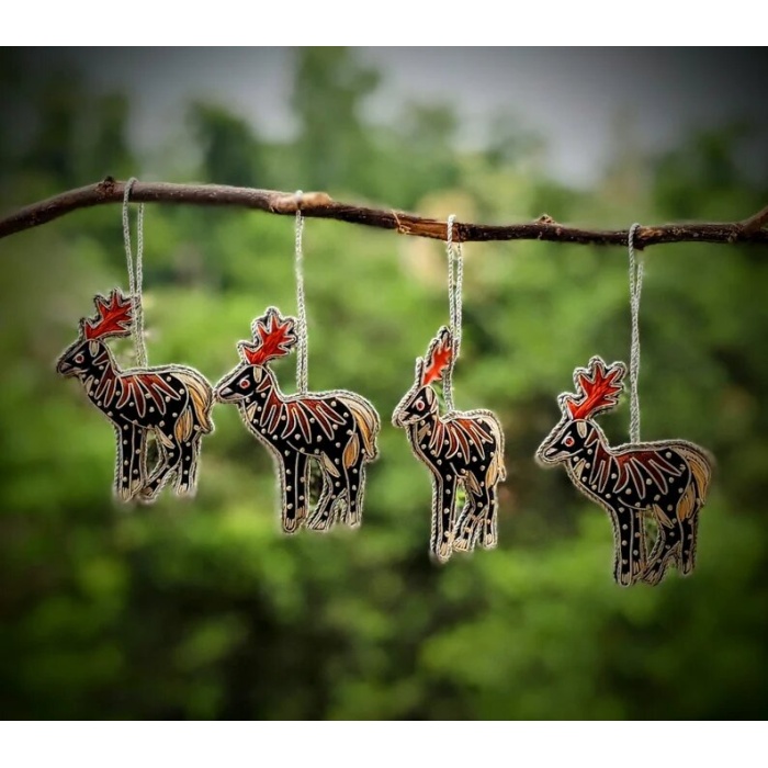 Set of 6 Reindeer Christmas Ornaments, Holiday Decor, Xmas Hanging,Jungle Safari, Animal for kids, Christmas Reindeer, Christmas Decorative | Save 33% - Rajasthan Living 5