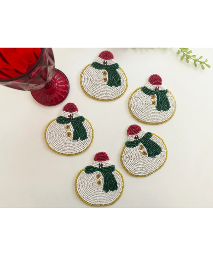 Set of 6 Santa Christmas coasters, drink beaded coasters, gift for her, housewarming gift | Save 33% - Rajasthan Living 3