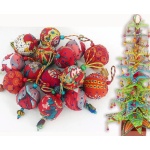 CHRISTMAS wreath large fabric balls hand made oink and multicolored with wooden and glass beads | Save 33% - Rajasthan Living 14