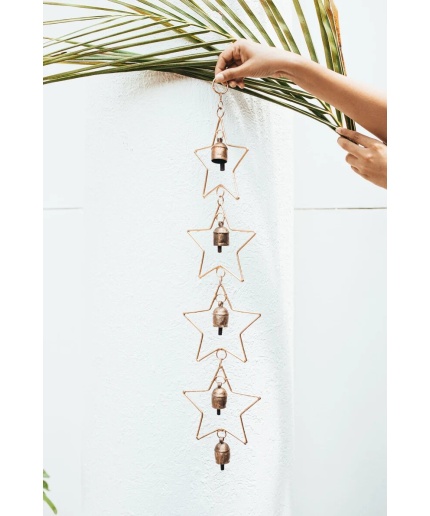 Metal wall hanging long star shaped wind chimes for home decor, farmhouse decoration, wall art, christmas decor | Save 33% - Rajasthan Living 3
