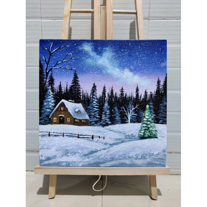 Christmas winter scene | Acrylic painting | Christmas art | winter art | wall art | Christmas gift | Original painting | Christmas decor | Save 33% - Rajasthan Living 6