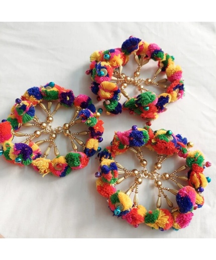 Pair of Boho Multicolor with sound Bell Pom Pom Tassels, Festiv Christmas Decoration home decor, Jacket Accesories, Lehenga Jewellery making | Save 33% - Rajasthan Living 3