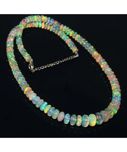 AAA Welo Fire Ethiopian Opal 3 to 8 mm Smooth Rondelle Beads Necklace | 16+2 Inches Sterling Silver Beaded Necklace CHRISTMAS OFFER | Save 33% - Rajasthan Living 3